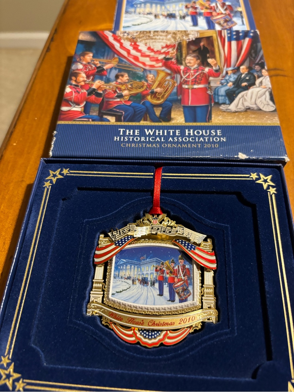 2010 White House Christmas Ornament - Gold & Red